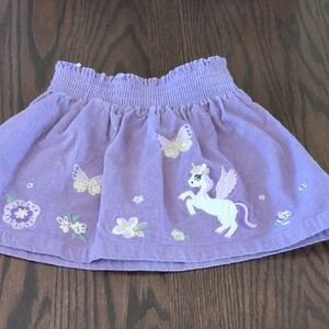 Purple Corduroy Skirt with Unicorn and Butterfly Embroidery